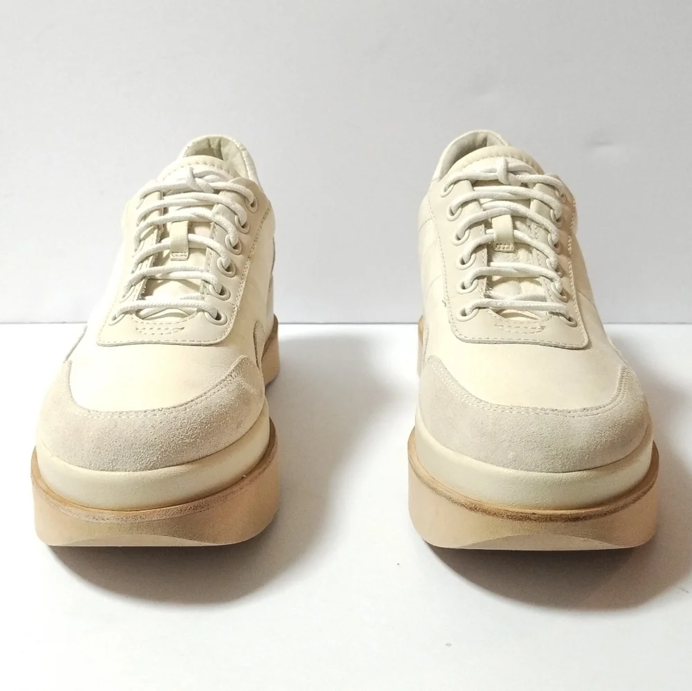 Dolce Vita Jayne Ivory Wedge Double Platform Lace-up Sneakers Shoes 8.5